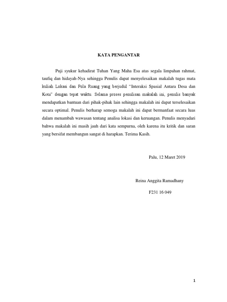 Tugas Makalah Interaksi Spasial Desa Dan Kota Docx