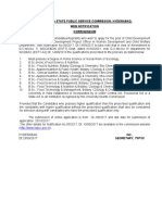 Telangana State Public Service Commission: Hyderabad. Web Notification Corrigendum