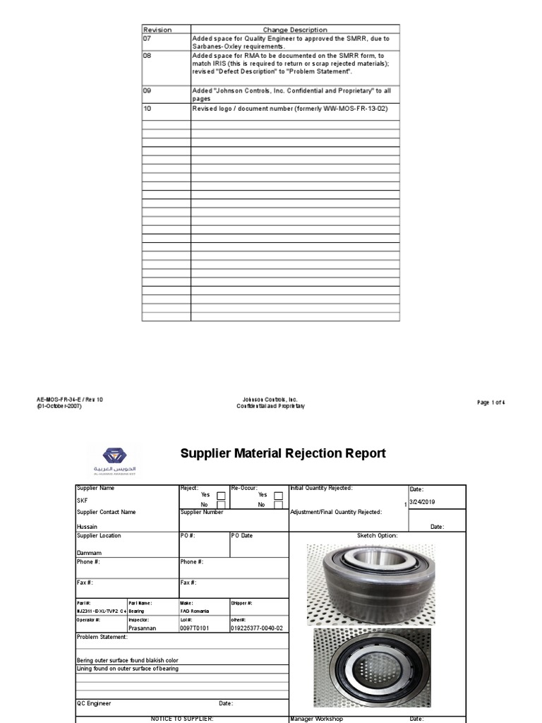 Material Rejection Report Business