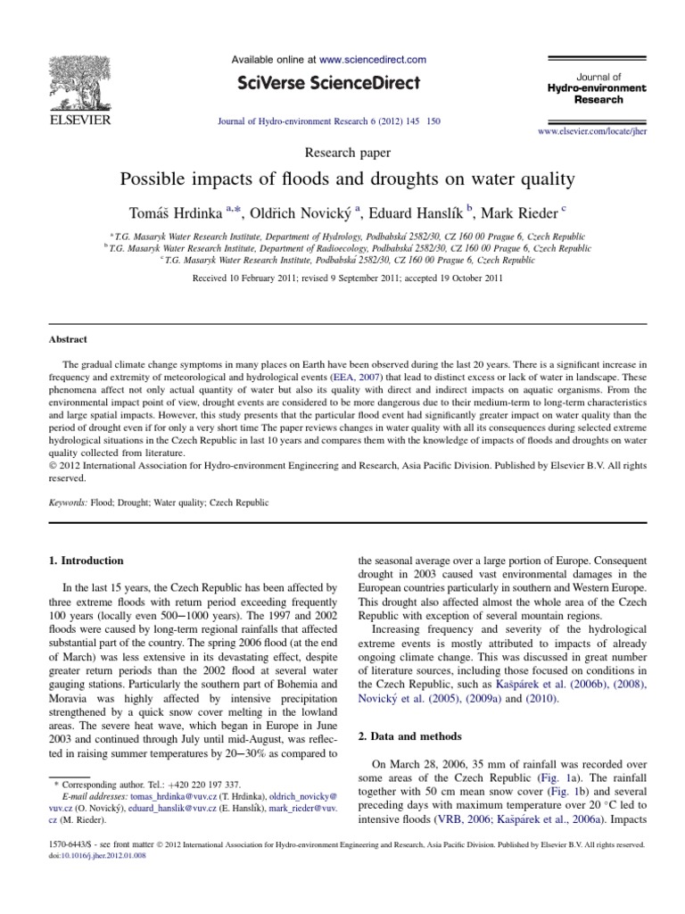 Water Quality Impacts of Floods and Droughts | PDF | Flood | Precipitation