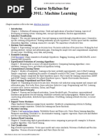 CS 391L Machine Learning Course Syllabus