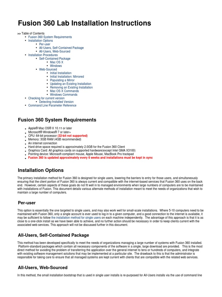 Fusion 360 Lab Installation PDF | PDF | Installation (Computer Programs ...