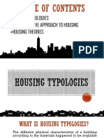 Housing Typologies, Comprehensive Approach and Theories On Housing