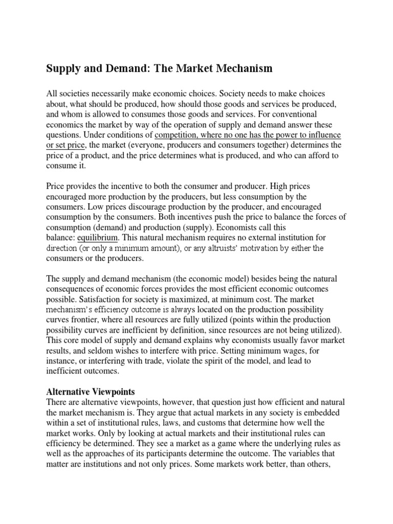 Supply and Demand: The Market Mechanism Explained | PDF | Supply And ...