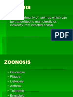 Zoonosis: A Disease Primarily of Animals Which Can Be Transmitted To Man Directly or Indirectly From Infected Animal