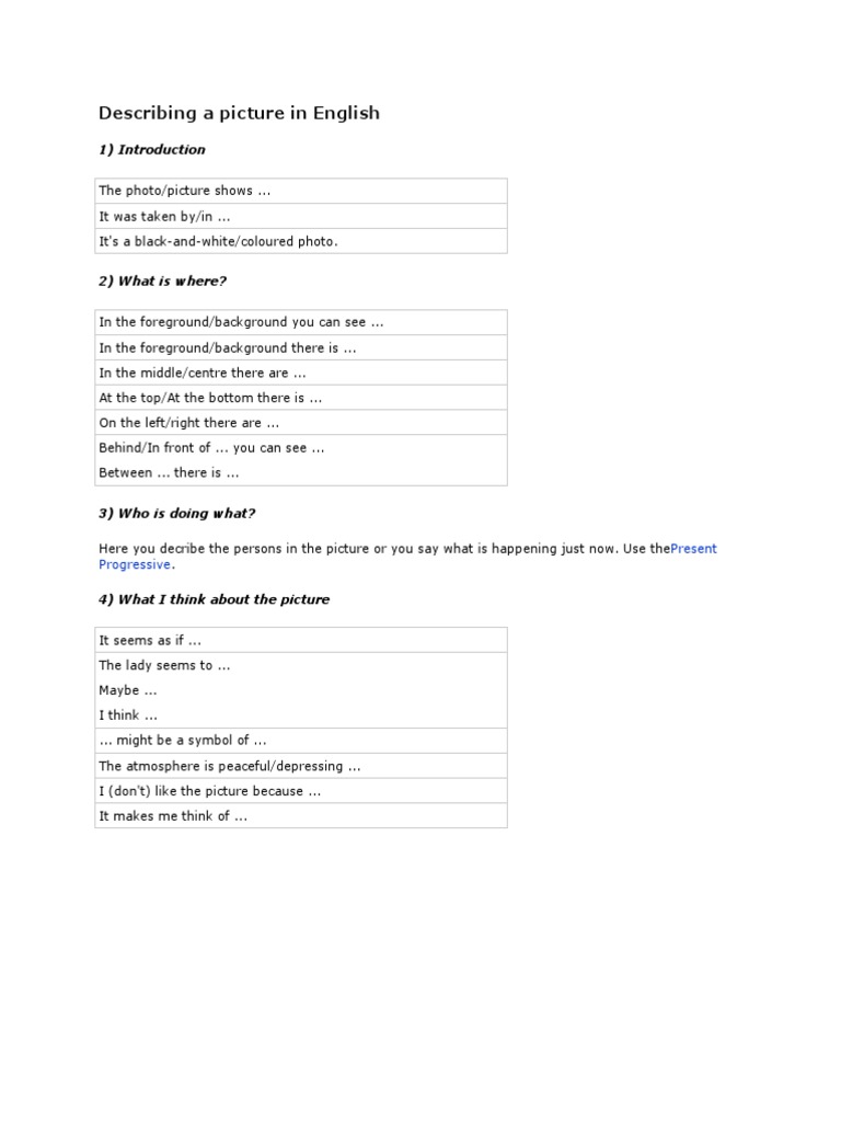 Picture Description Guide | PDF