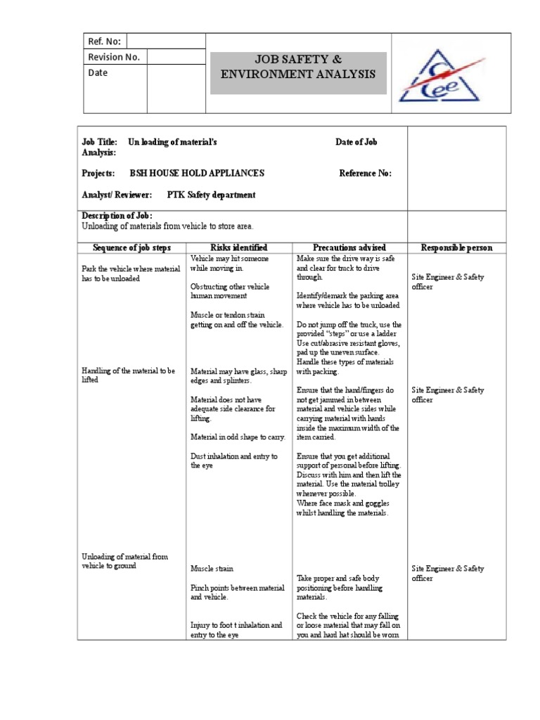 EEEPL - JSA Unloading Materials | PDF