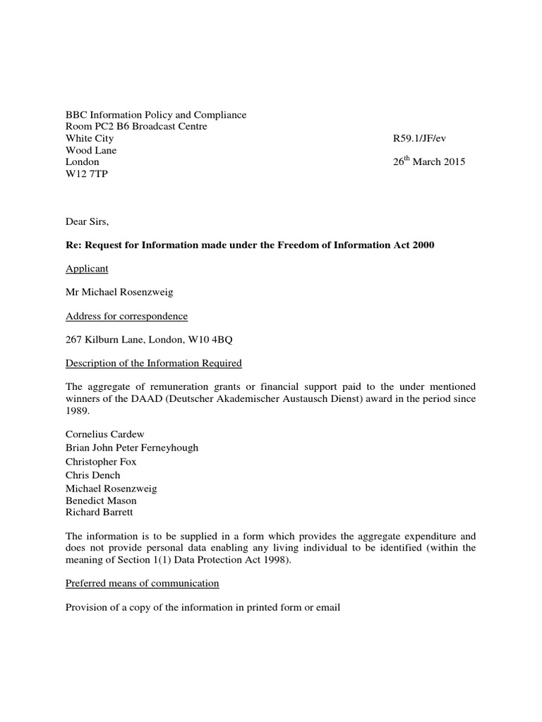 FOIA Request 26-03-2015 and Response | PDF | Freedom Of Information Act ...