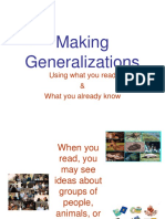 Making Generalizations: Using What You Read & What You Already Know