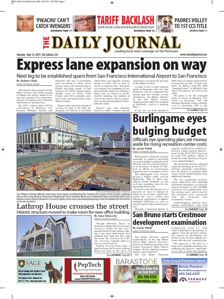 San Mateo Daily Journal 051319 Edition PDF Mary, Queen Of Scots