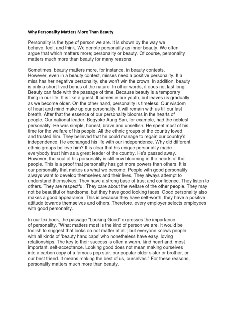 Why Personality Matters More Than Beauty Psychological Concepts