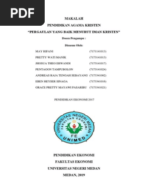 Makalah Pendidikan Agama Kristen Pergaulan Yang Baik Menurut Iman Kristen