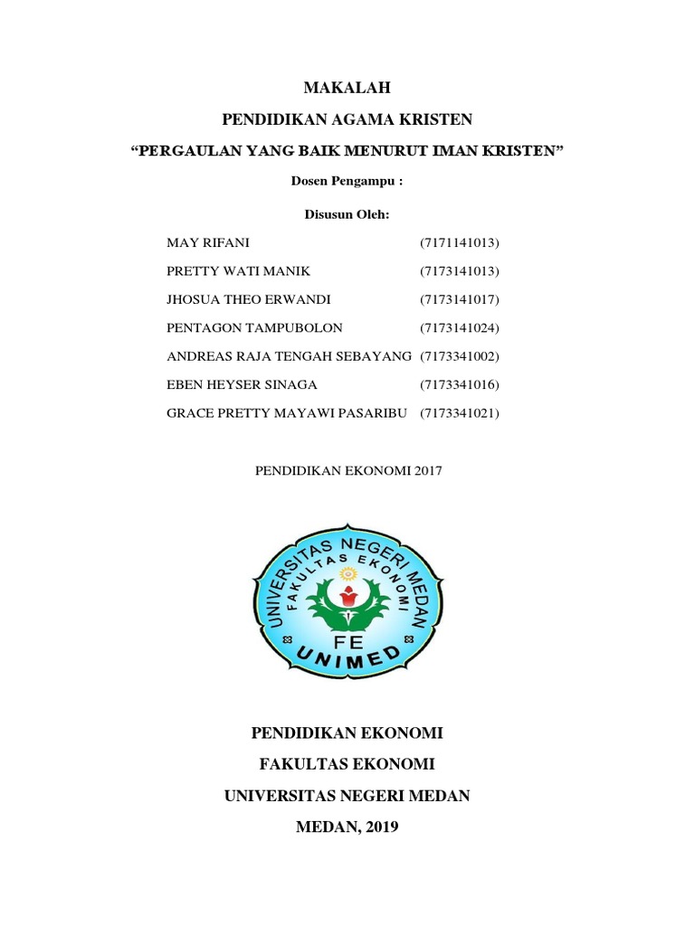 Makalah Pendidikan Agama Kristen Pergaulan Yang Baik Menurut Iman Kristen