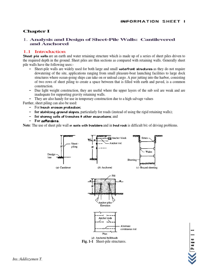 Sheet-Pile Wall Design Overview | PDF | Deep Foundation | Civil Engineering