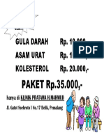 GULA DARAH Rp. 10.000,-ASAM URAT Rp. 10.000, - KOLESTEROL Rp. 20.000