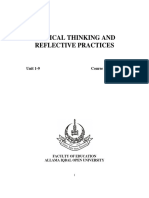 Critical Thinking and Reflective Practices: Unit 1-9 Course Code: 8611