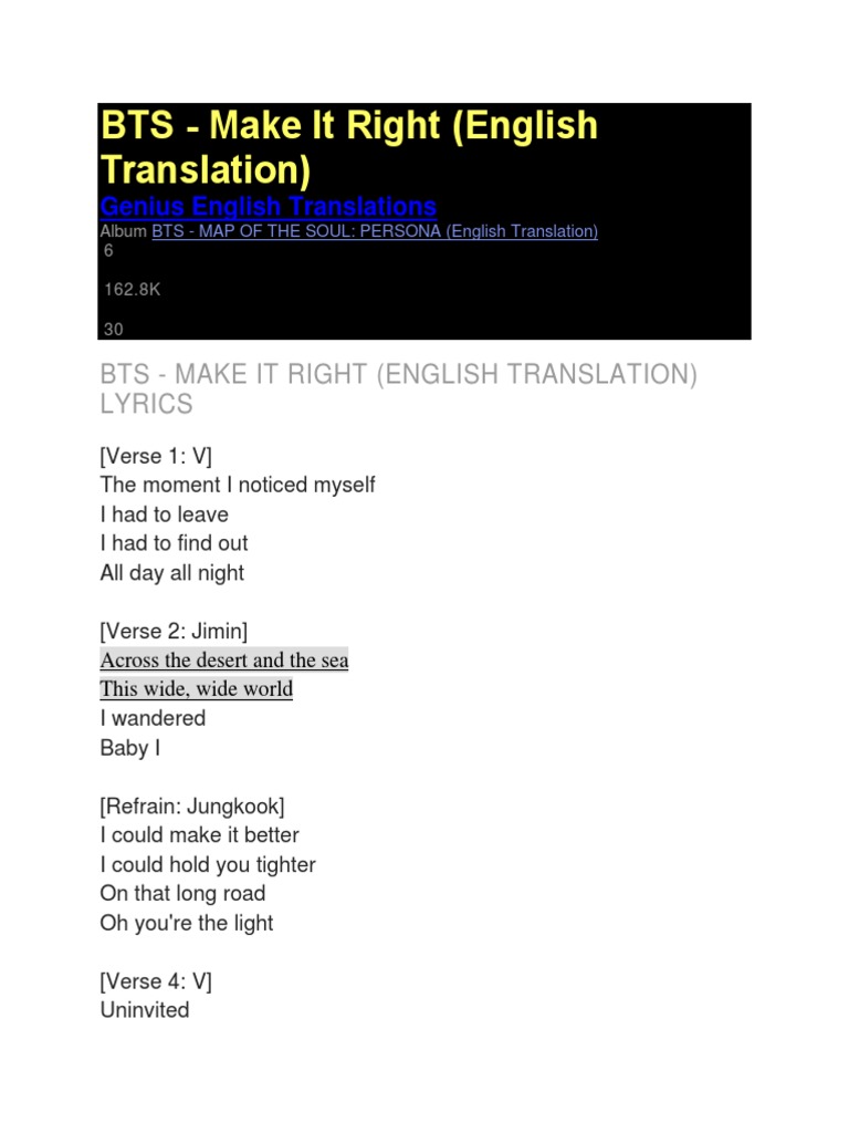 Bts Sea Lyrics English Translation