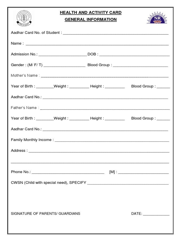 CBSE Health and Activity Card Guide | PDF | Wellness | Medical