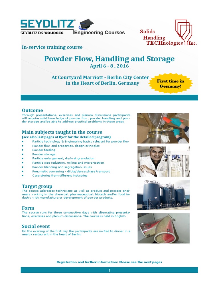 Powder Handling Course for Engineers | PDF | Chemical Engineering | Physics