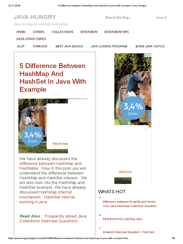5 Difference Between Hashmap and Hashset in Java With Example | PDF ...