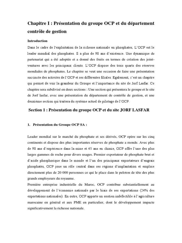 Présentation du Groupe OCP et Jorf Lasfar | PDF | Phosphate | Business