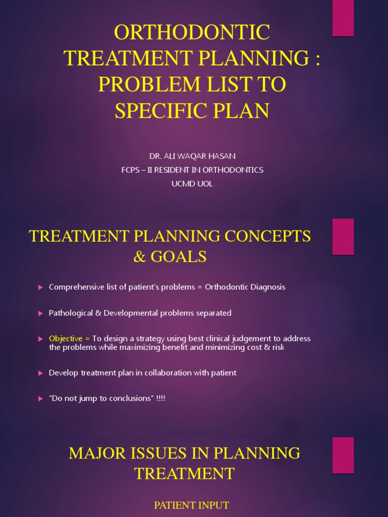 Orthodontic Treatment Planning Problem List To Specific Plan PDF