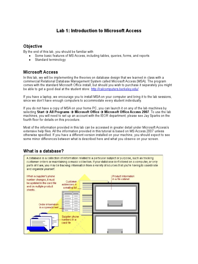 Lab1 Msa Intro Doc Microsoft Access Databases