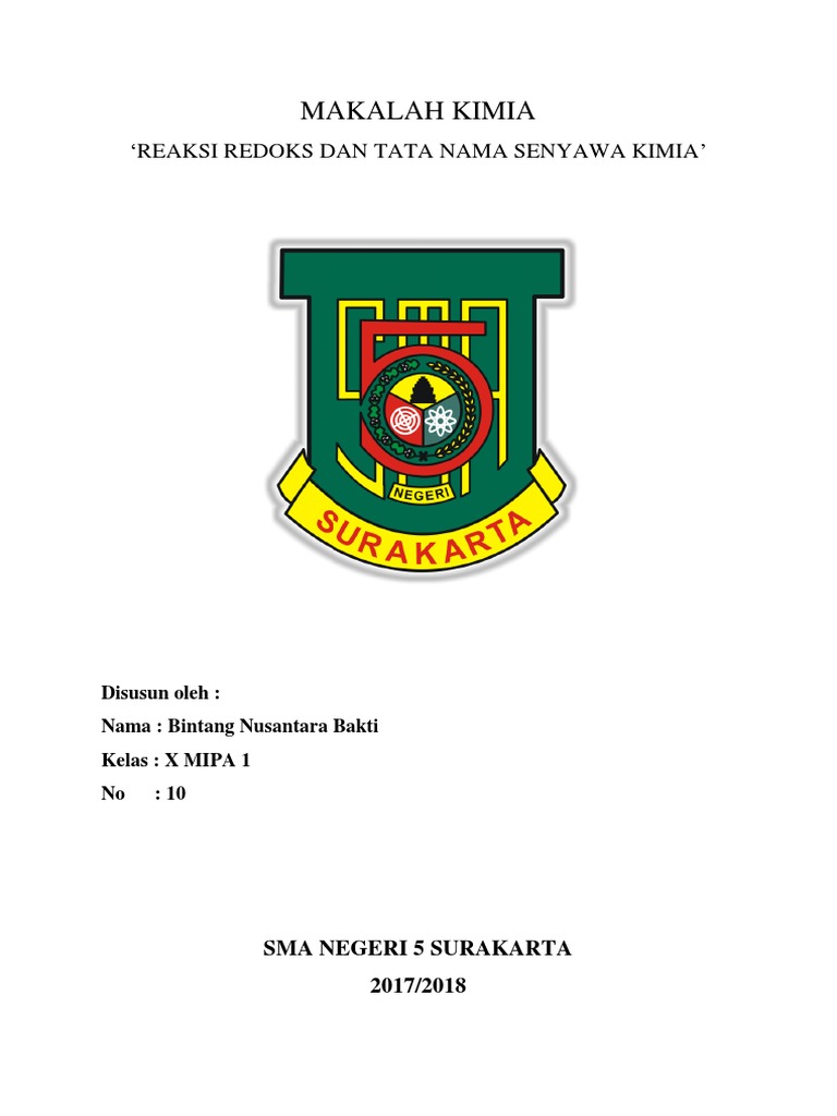 Makalah Kimia Reaksi Redoks Dan Tata Nama Senyawa Kimia