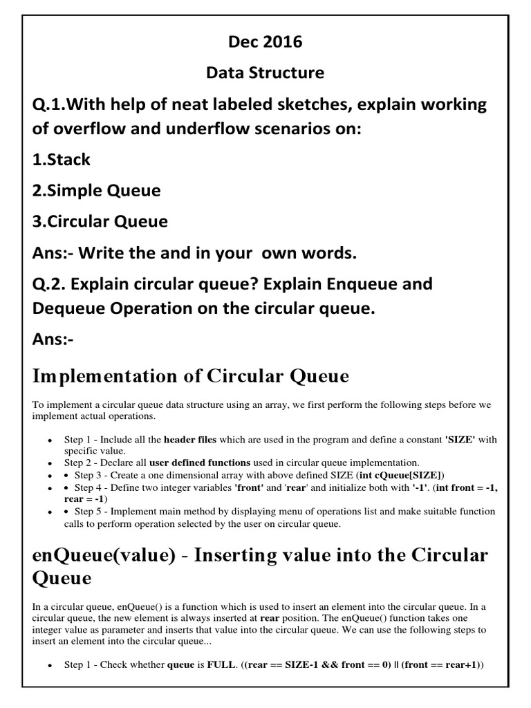 Circular Queue and Sorting Algorithms Explained | PDF | Queue (Abstract ...