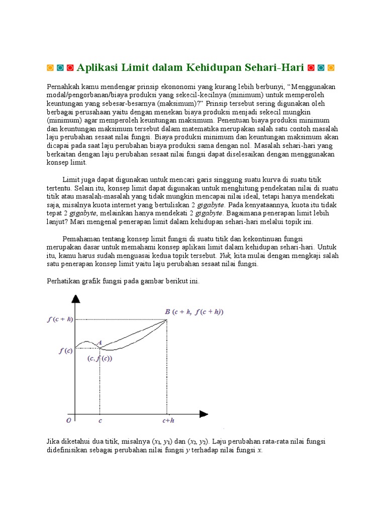 Aplikasi Limit Dalam Kehidupan Sehari Hari
