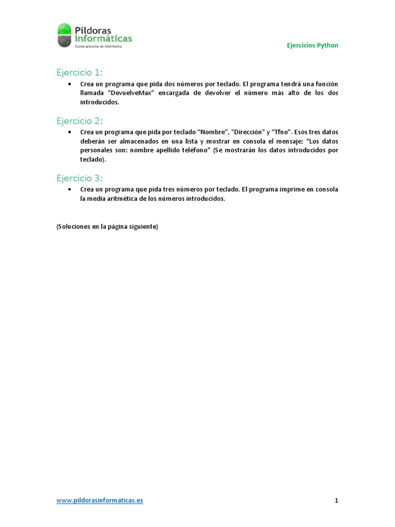 Ejercicios Básicos de Python | PDF | Informática
