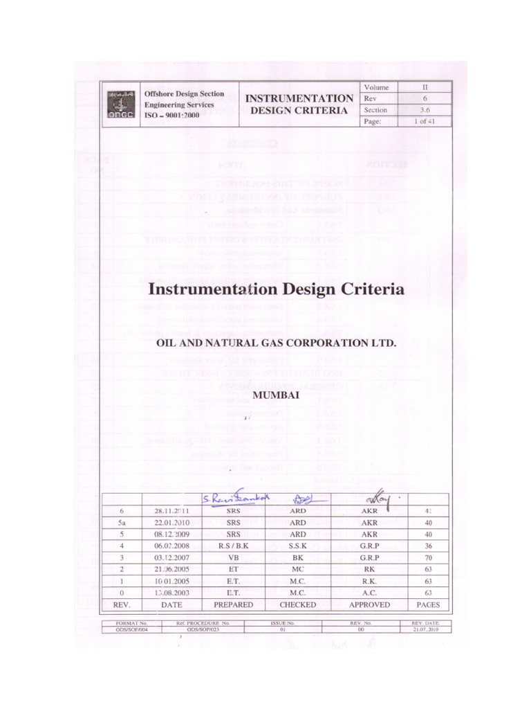 Instrument Design Criteria PDF Instrumentation Electrical Wiring