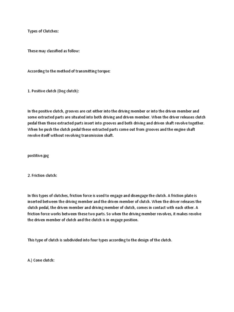 Types of Clutch PDF Clutch Automatic Transmission