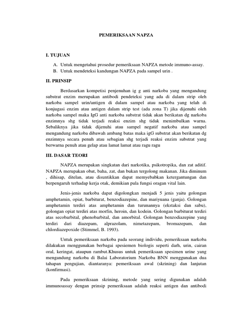 Prosedur dan Prinsip Tes NAPZA Urin | PDF | Kesehatan Holistik | Sains ...