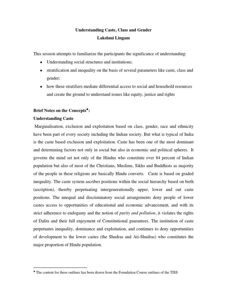 Caste, Class, and Gender Dynamics | PDF | Caste | Social Stratification