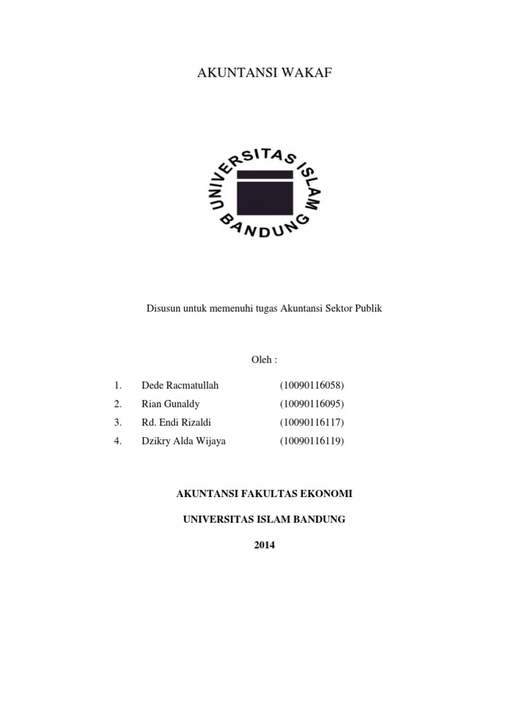 Akuntansi Wakaf Disusun Untuk Memenuhi Tugas Akuntansi Sektor Publik