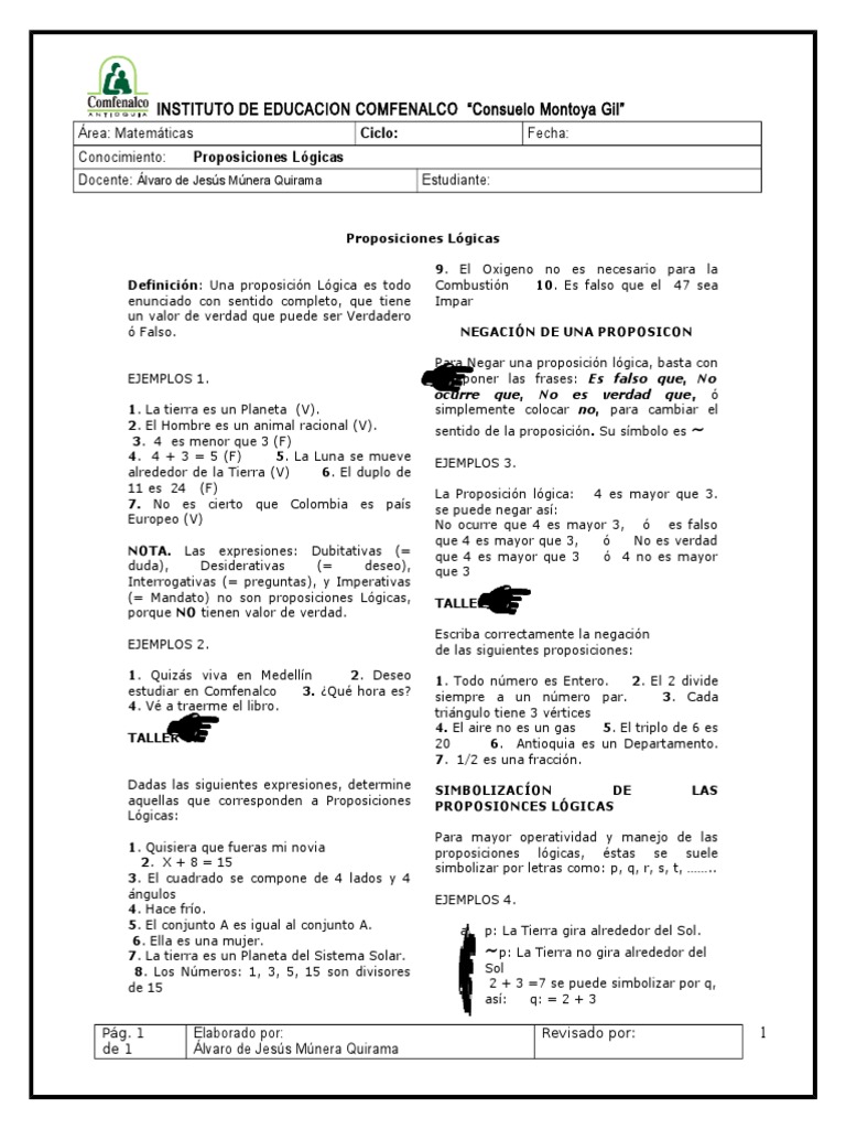 Prop. Log. Simple y Compuesta | PDF | Proposición | Expresiones lógicas