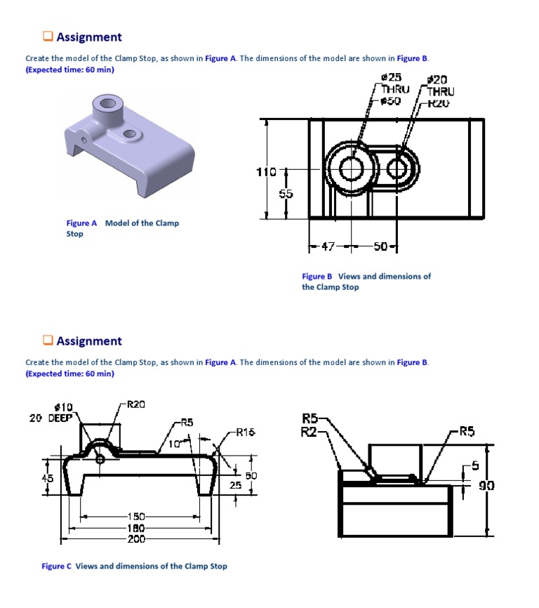 Assignment: Create The Model of The Clamp Stop, As Shown in - The ...