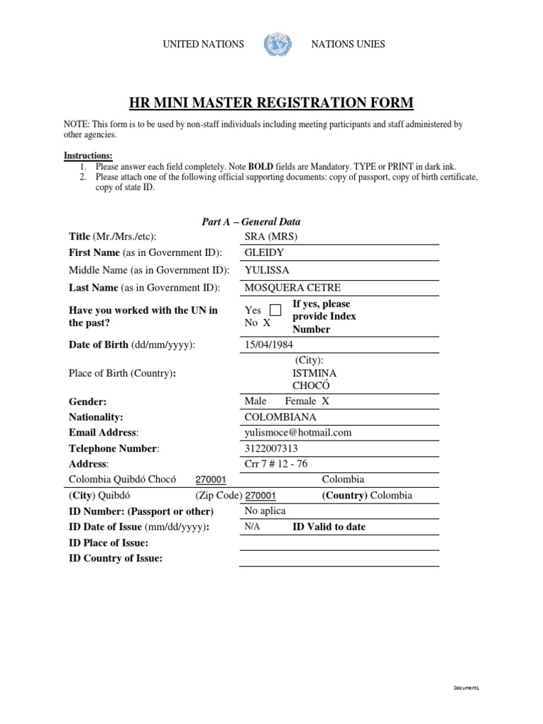 HR Mini Master Registration Form | PDF | Government And Personhood ...