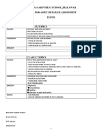 Roop Nagar Public School asset assessment test topics class 9-10 physics chemistry biology maths