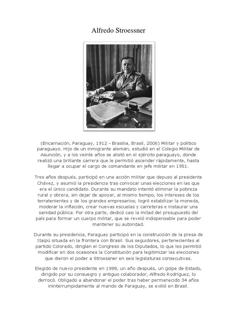 Gobierno de Alfredo Stroessner y La Democratizacion en El Paraguay