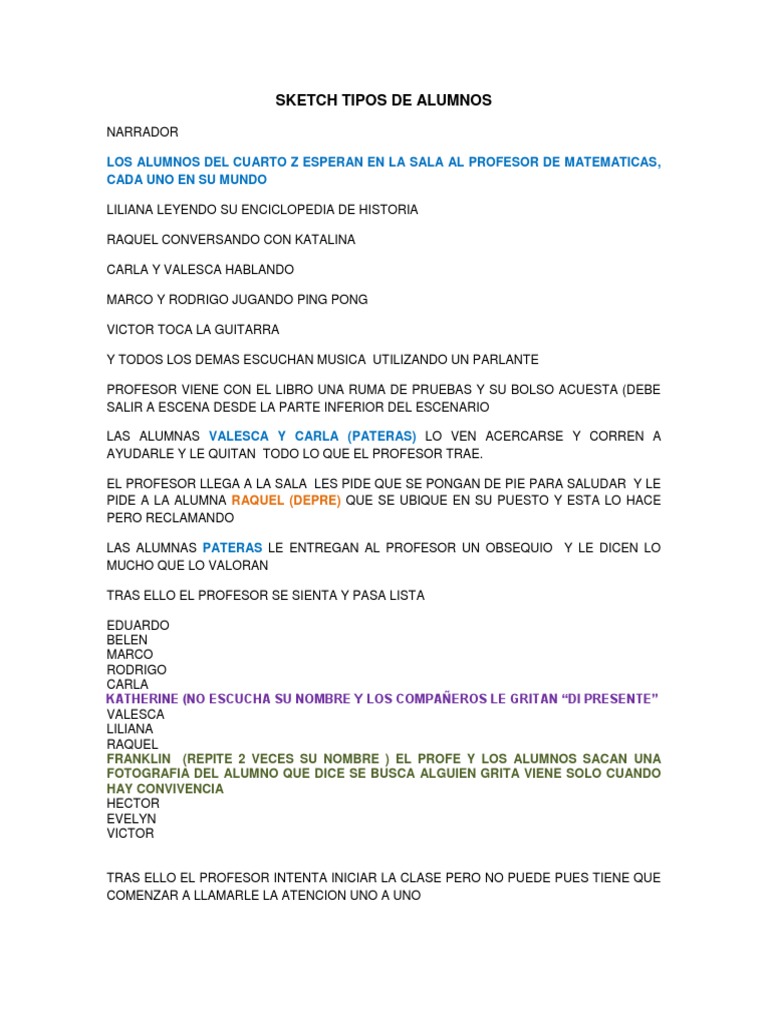 Tipos De Alumnos Pdf Ocio