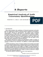 Empirical Analysis of Audit Uncertainty Qualifications: Research Reports