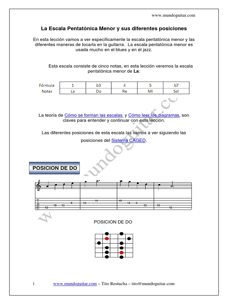 5 Posiciones de la Escala Pentatónica | PDF | Escala (música) | Musicología
