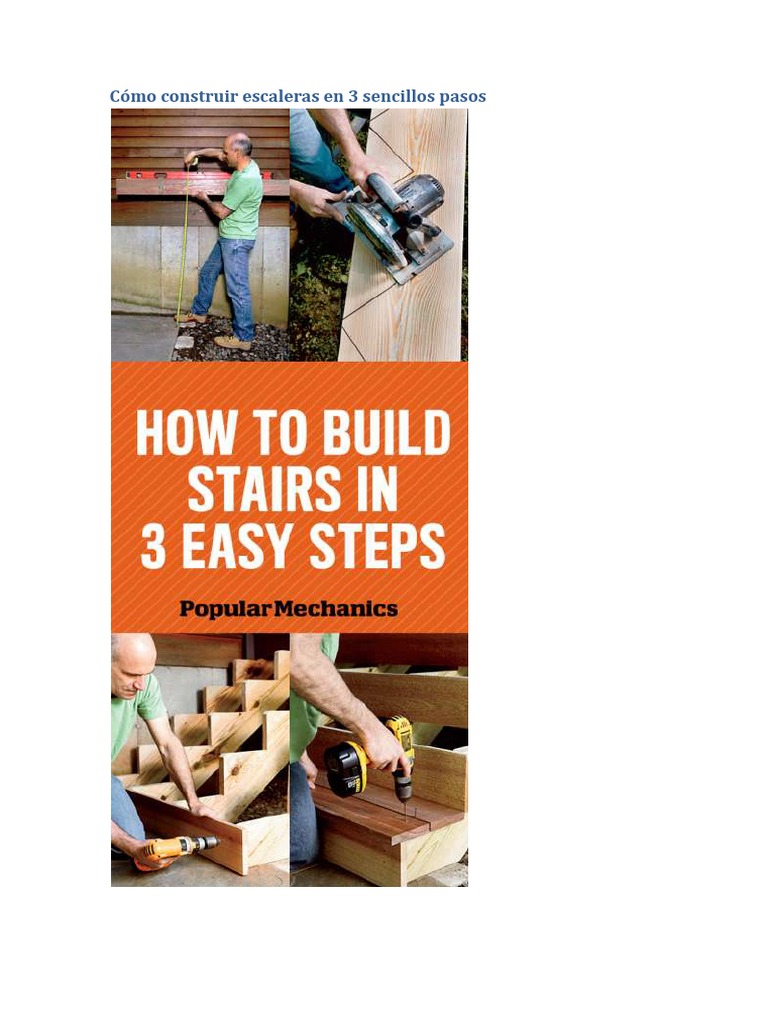 Construcción de escaleras en 3 pasos | PDF | Neumático | Escalera