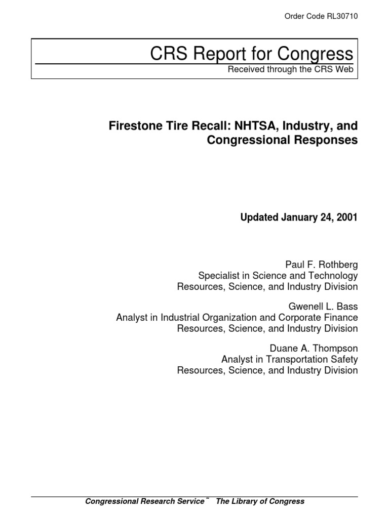 Firestone Recall Tire | PDF | National Highway Traffic Safety ...
