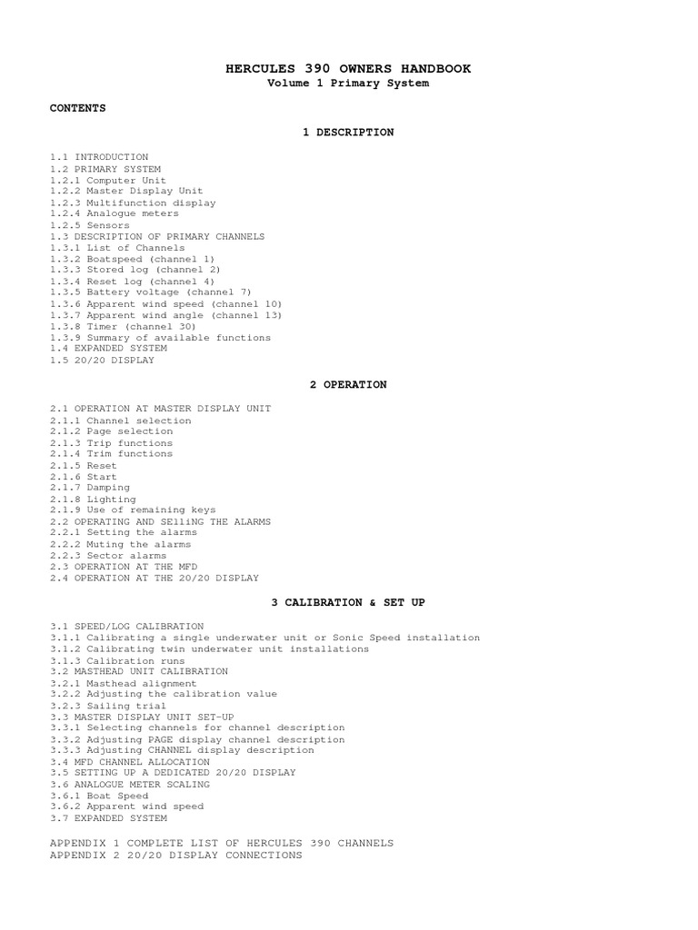 Hercules 390 Owners Handbook: Volume 1 Primary System | PDF ...
