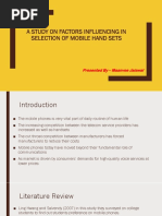 A Study On Factors Influencing in Selection of Mobile Hand Sets