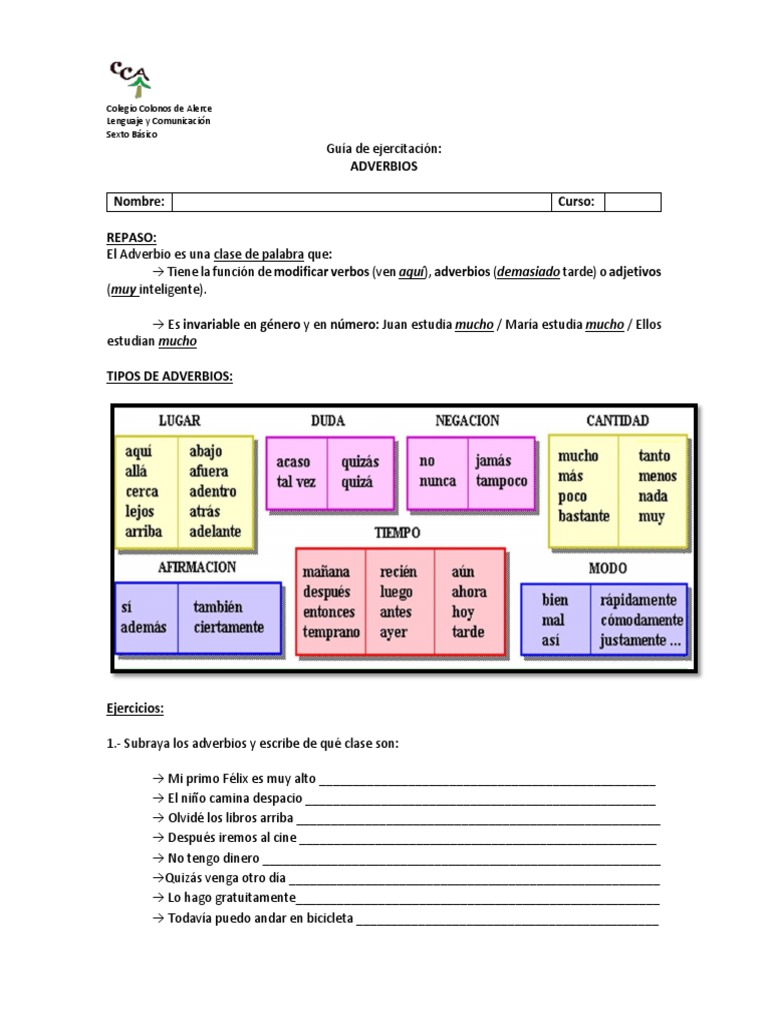 Guía de Adverbios | PDF | Adverbio | Ocio