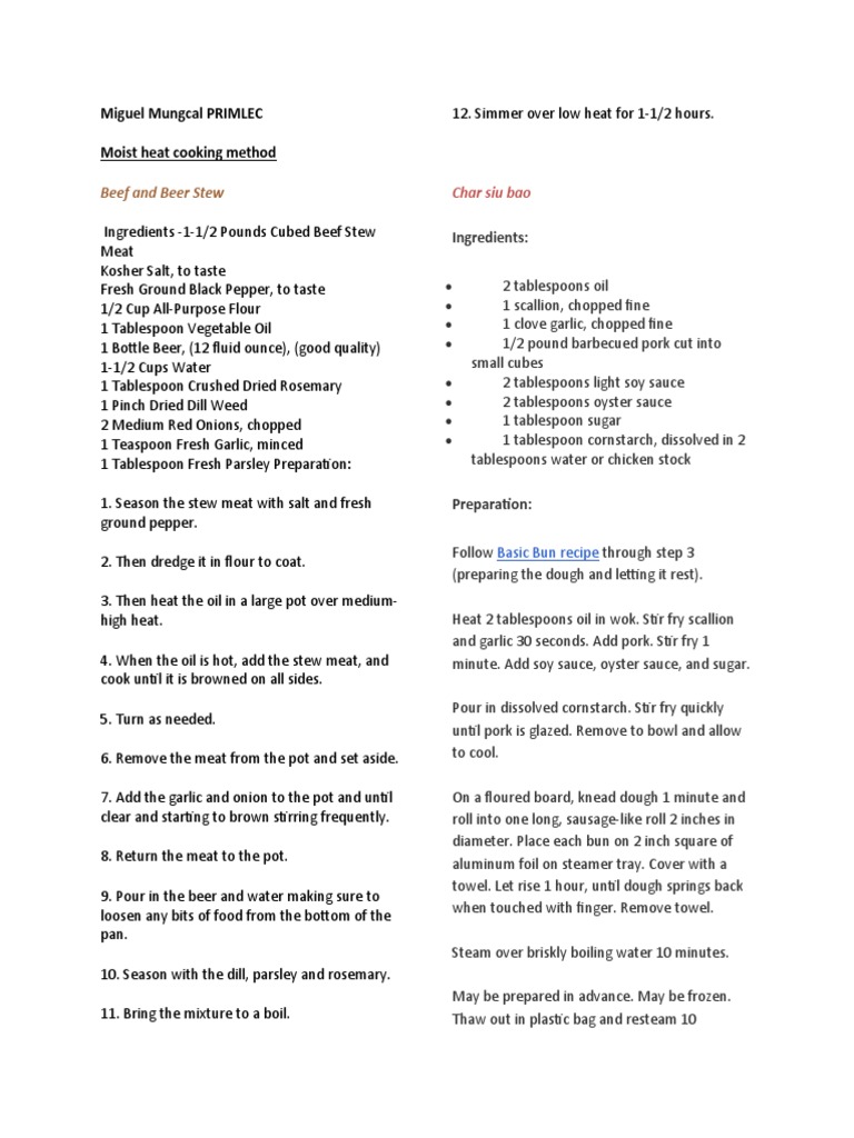 Dry Heat and Moist Heat Recipes PDF Stir Frying Breads